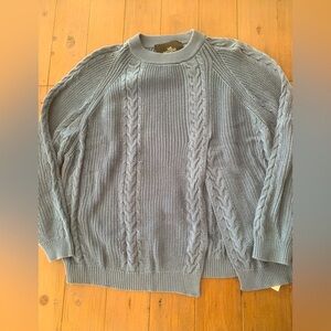 I Love Mr Mittens blue cable knit cotton sweater